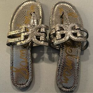 NEW Sam Edelman Cara Pewter Metallic Boa Snake Print/Liquid Metallic 9.5